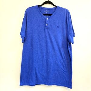 American Eagle Outfitters Legend T Mens Sz XL Classic Fit 2 Button Henley Blue